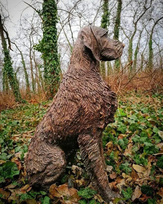 Wirehaired Vizsla Solid Bronze Statue
