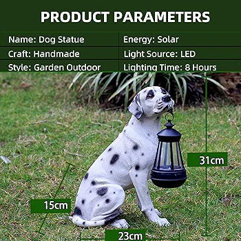 Solar LED Dalmatian Garden Statue Lamp