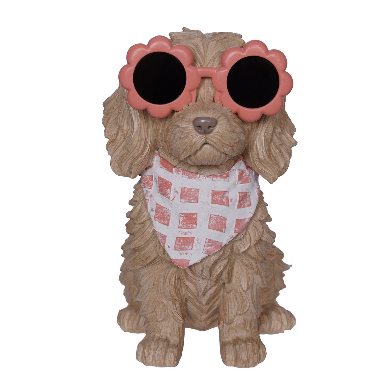 Resin Doodle Dog with Flower Glasses – 24cm Paintable Decorative Figurine