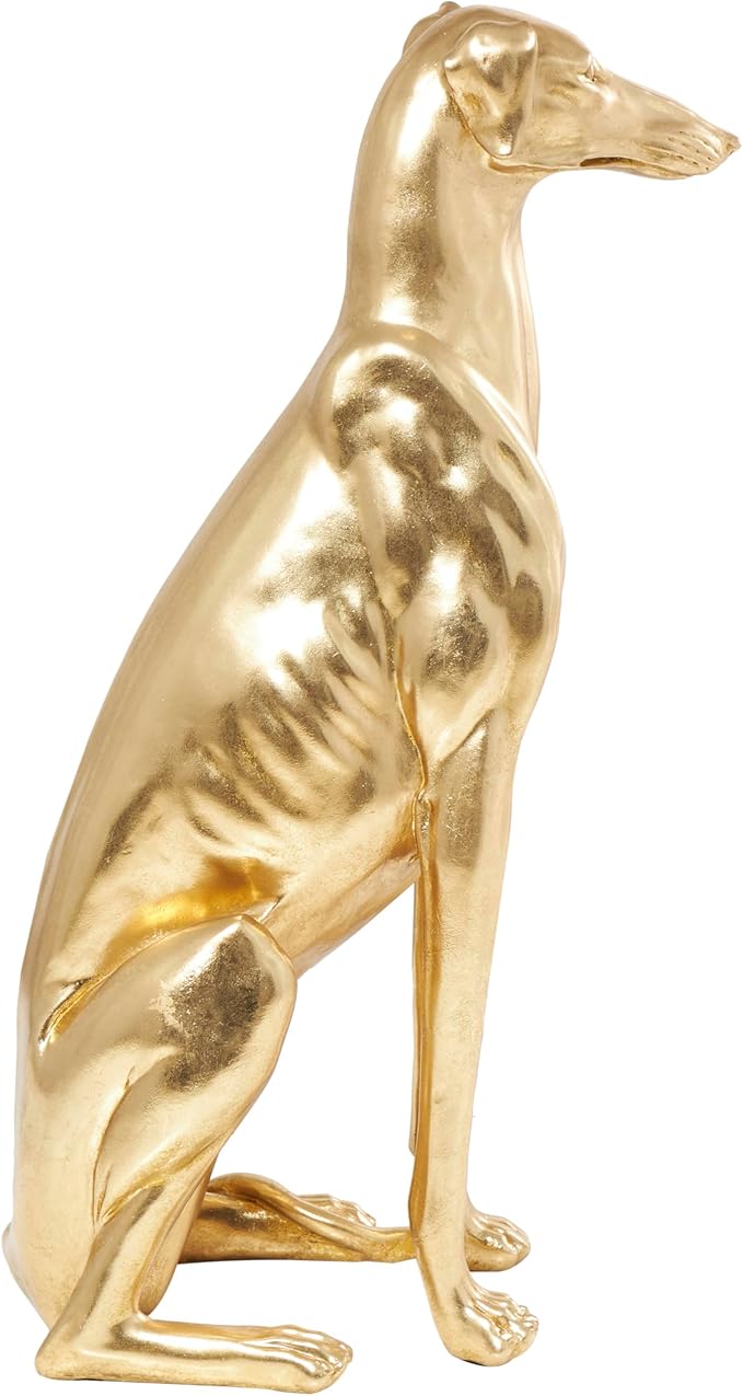 Golden Resin Greyhound Dog Sculpture, 32 Inches Tall