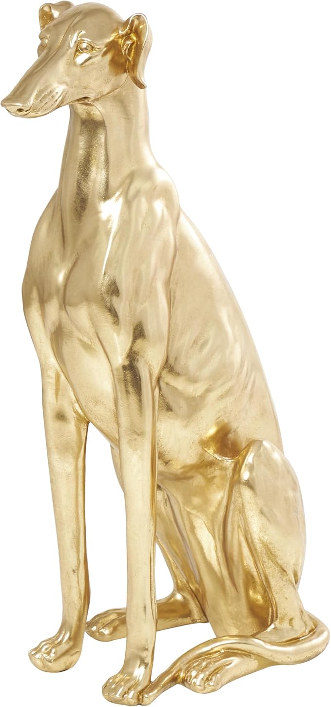 Golden Resin Greyhound Dog Sculpture, 32 Inches Tall