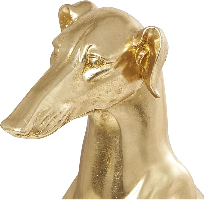 Golden Resin Greyhound Dog Sculpture, 32 Inches Tall