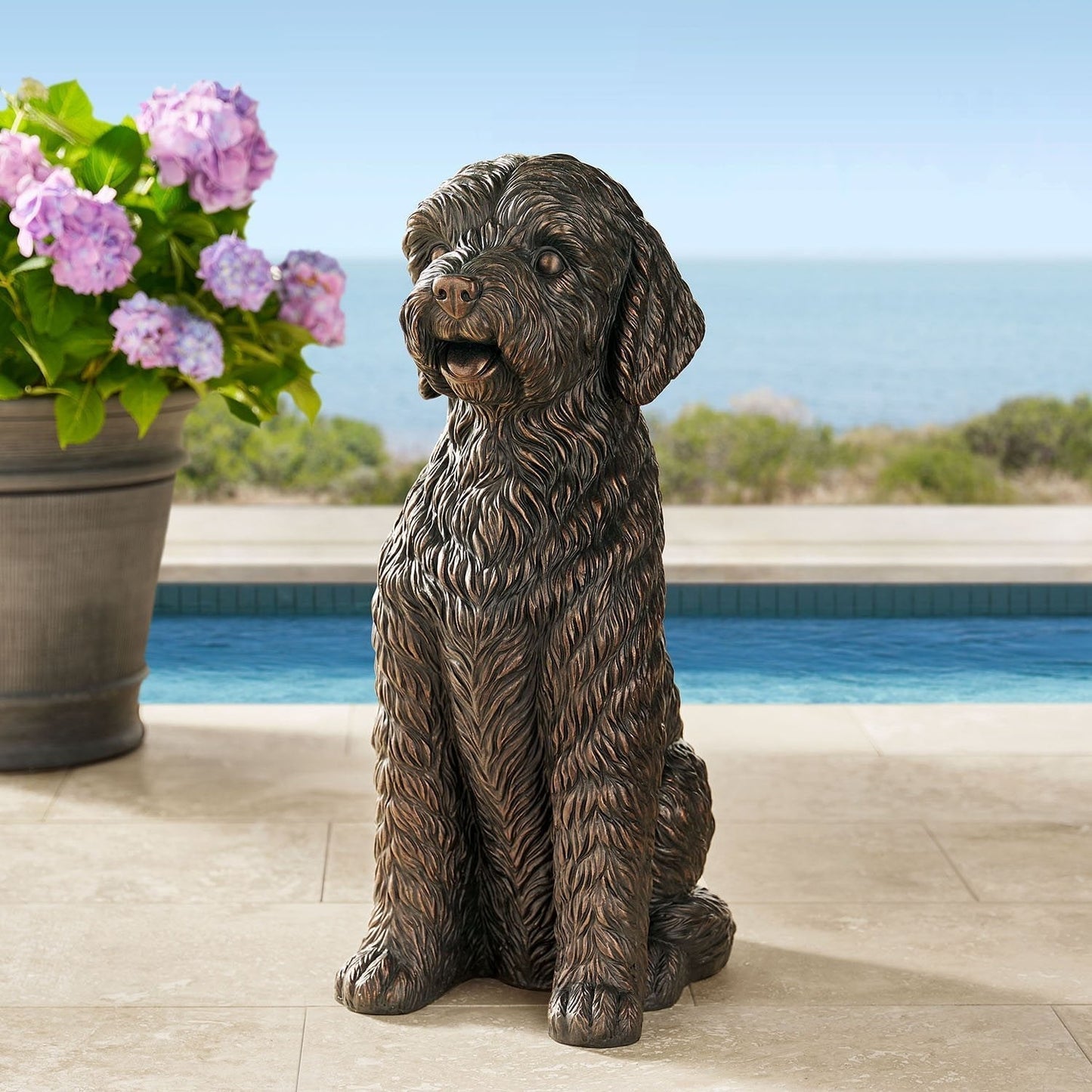 Sitting Doodle Dog Statue – Copper Finish