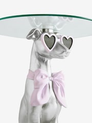 Gold or Silver Glass Top Sighthound Accent Table