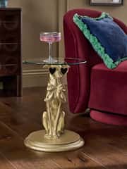 Gold or Silver Glass Top Sighthound Accent Table