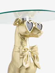 Gold or Silver Glass Top Sighthound Accent Table