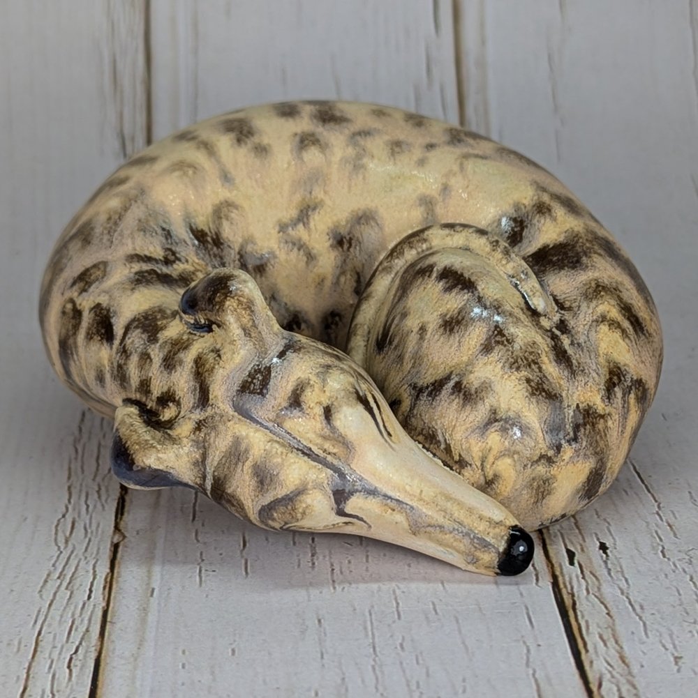 Fawn Brindle Sighthound Sculpture