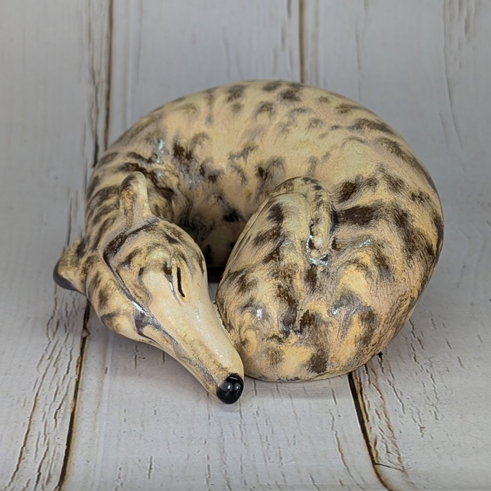 Fawn Brindle Sighthound Sculpture