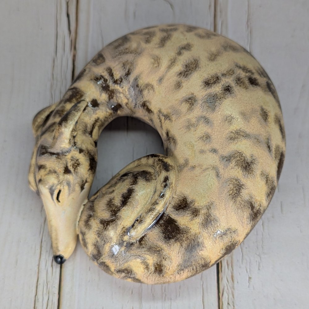 Fawn Brindle Sighthound Sculpture