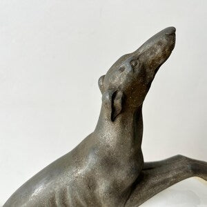 The joyful greyhound in marble and spelter, art deco lighting