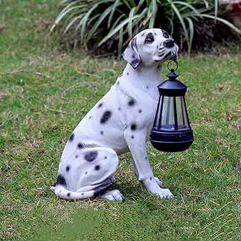 Solar LED Dalmatian Garden Statue Lamp